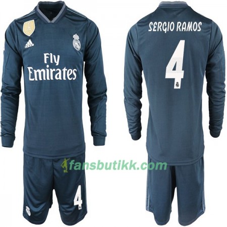 Fotballdrakt Real Madrid SERGIO RAMOS 4 Barn Bortetrøye 2018-2019 Langermet